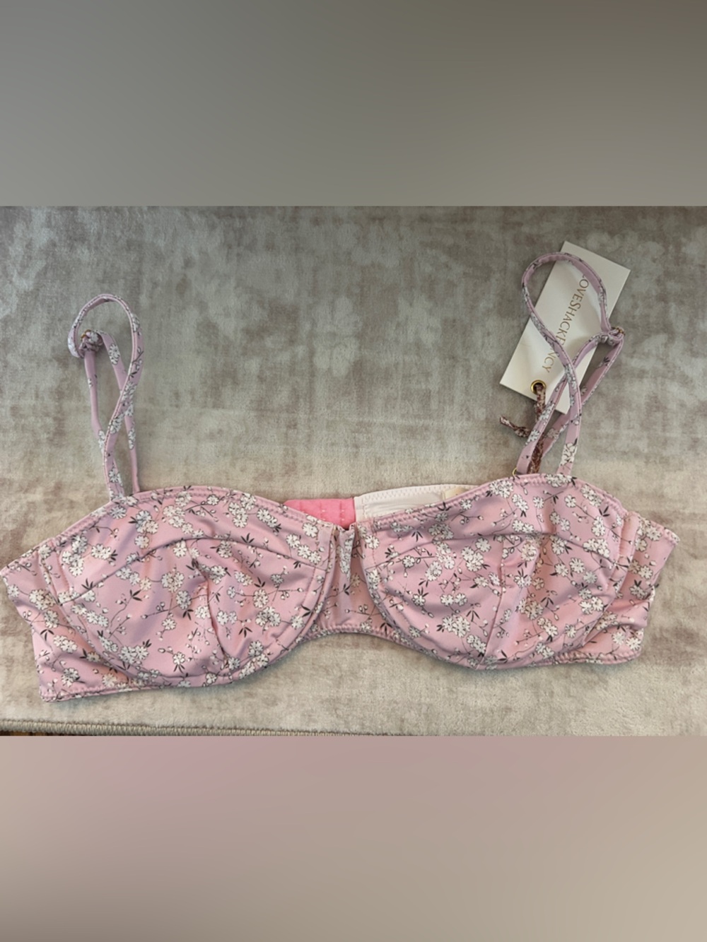 Love Shack Fancy Women’s Pink Floral Adjustable Bikini
